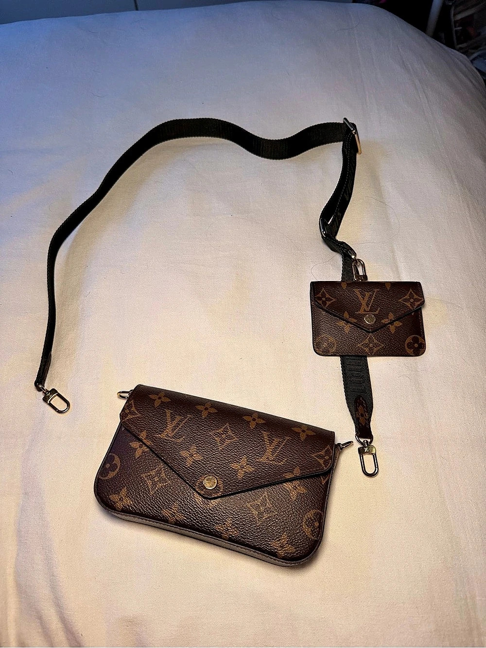 Louis Vuitton Félicie Strap & Go Crossbody Bag Brown & Black
